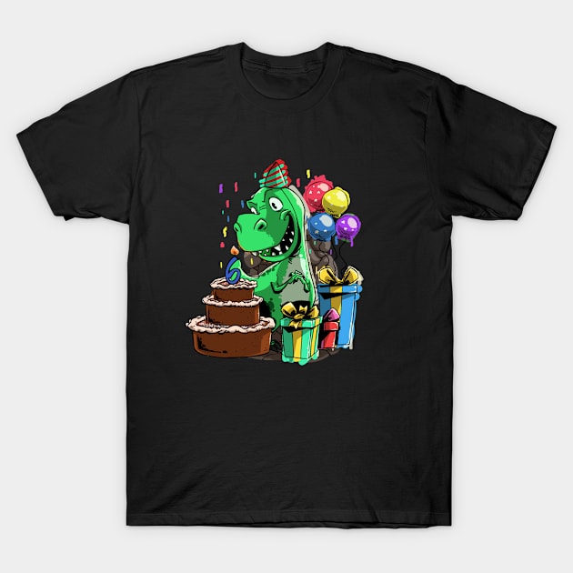 Dinosaur Birthday For A 6 Year Old Tyrannosaurus T-Shirt by iHeartDinosaurs